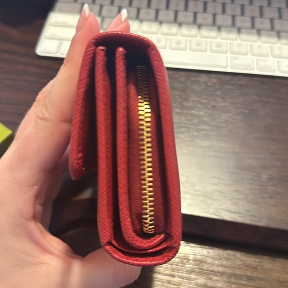Prada Red Plaque Logo Trifold Wallet - Picture 3 of 10